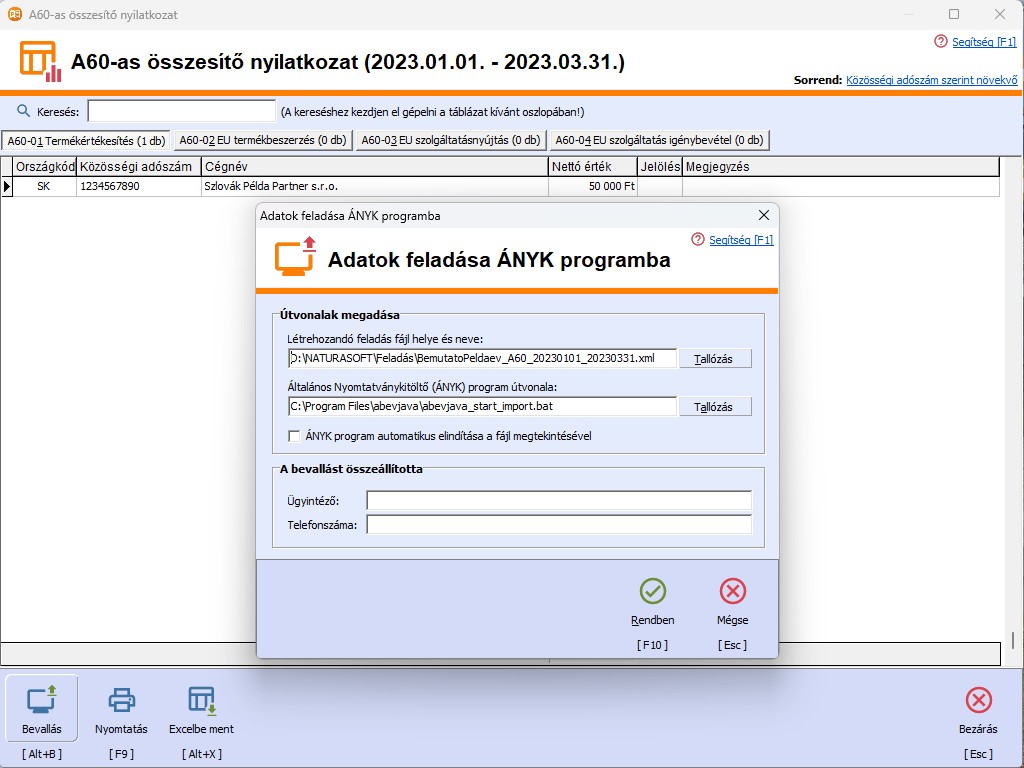 A60-as sszest nyilatkozat