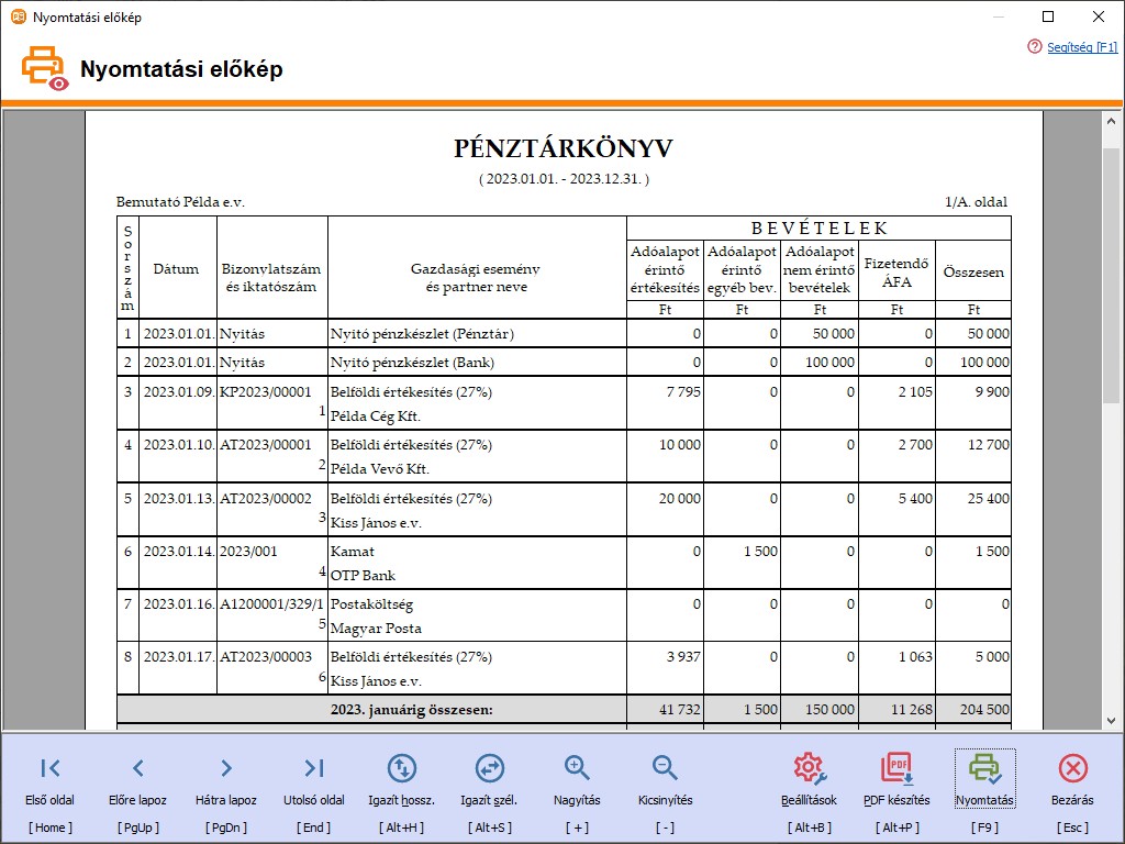 pénztárkönyv