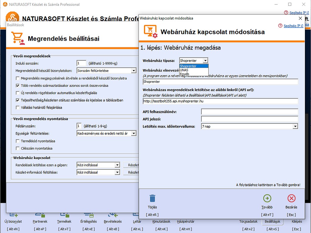 Webruhz kapcsolat belltsa