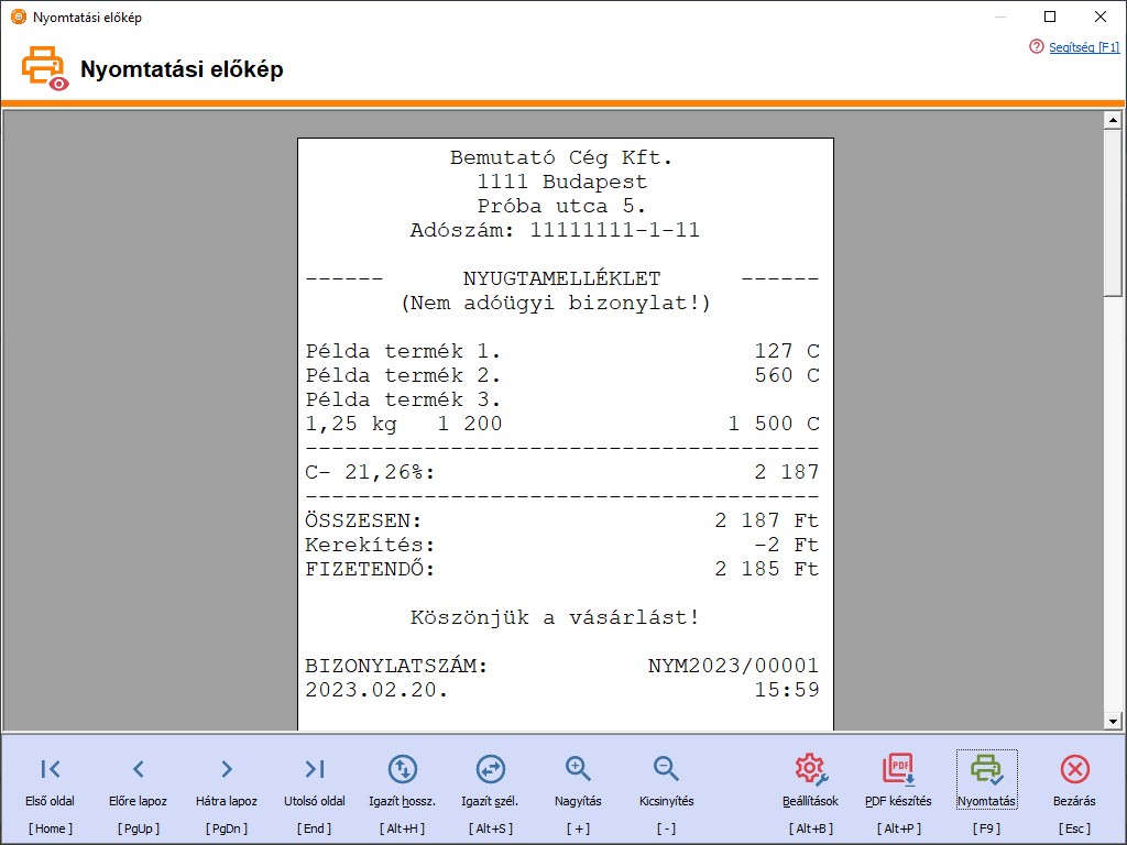 Blokk mret nyugtamellklet
