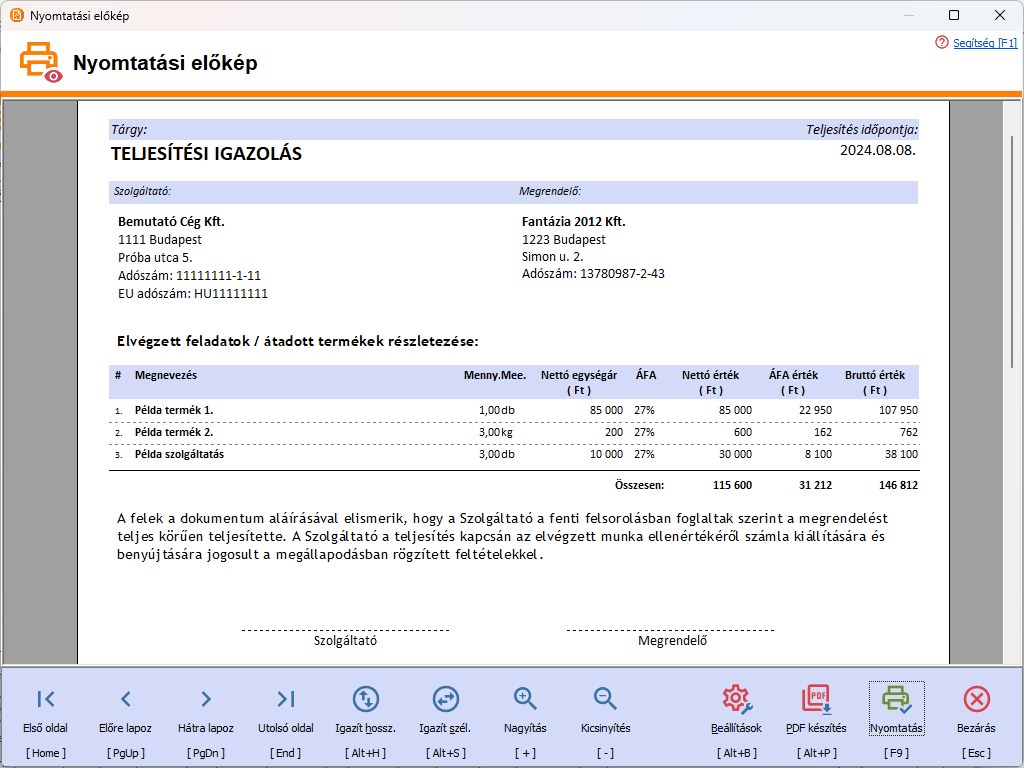 Teljestsi igazols rgztse